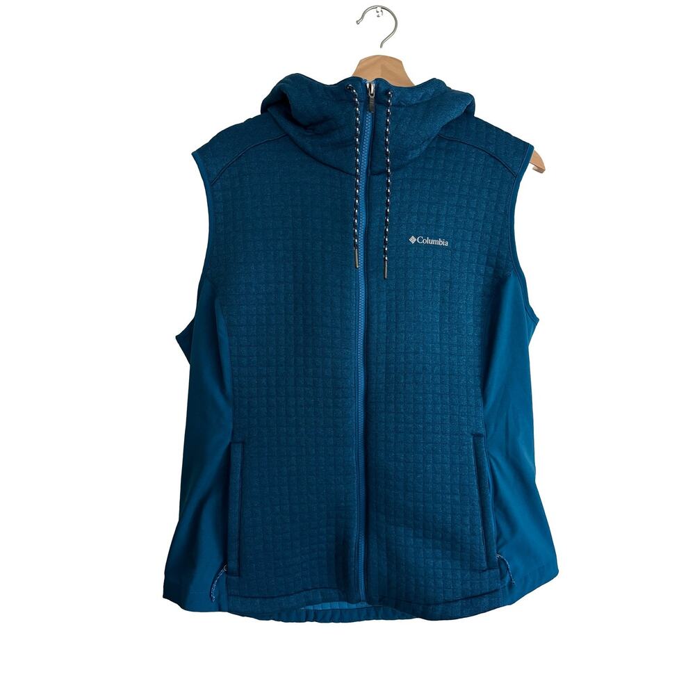 Columbia Women's XL Blue Quilted Hooded Full Zip Vest